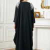 Sequin Beading Embroidered Black Women Muslim Kaftan