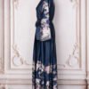 Floral Embroidered Blue Modern Abaya Robe Dress