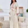 Beaded Embroidered Belted Kaftan Dress