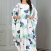 Drawstring Printed Kaftan Dress