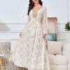 Gold Foil Diamond Embroidered Kaftan Dress