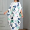 Drawstring Printed Kaftan Dress