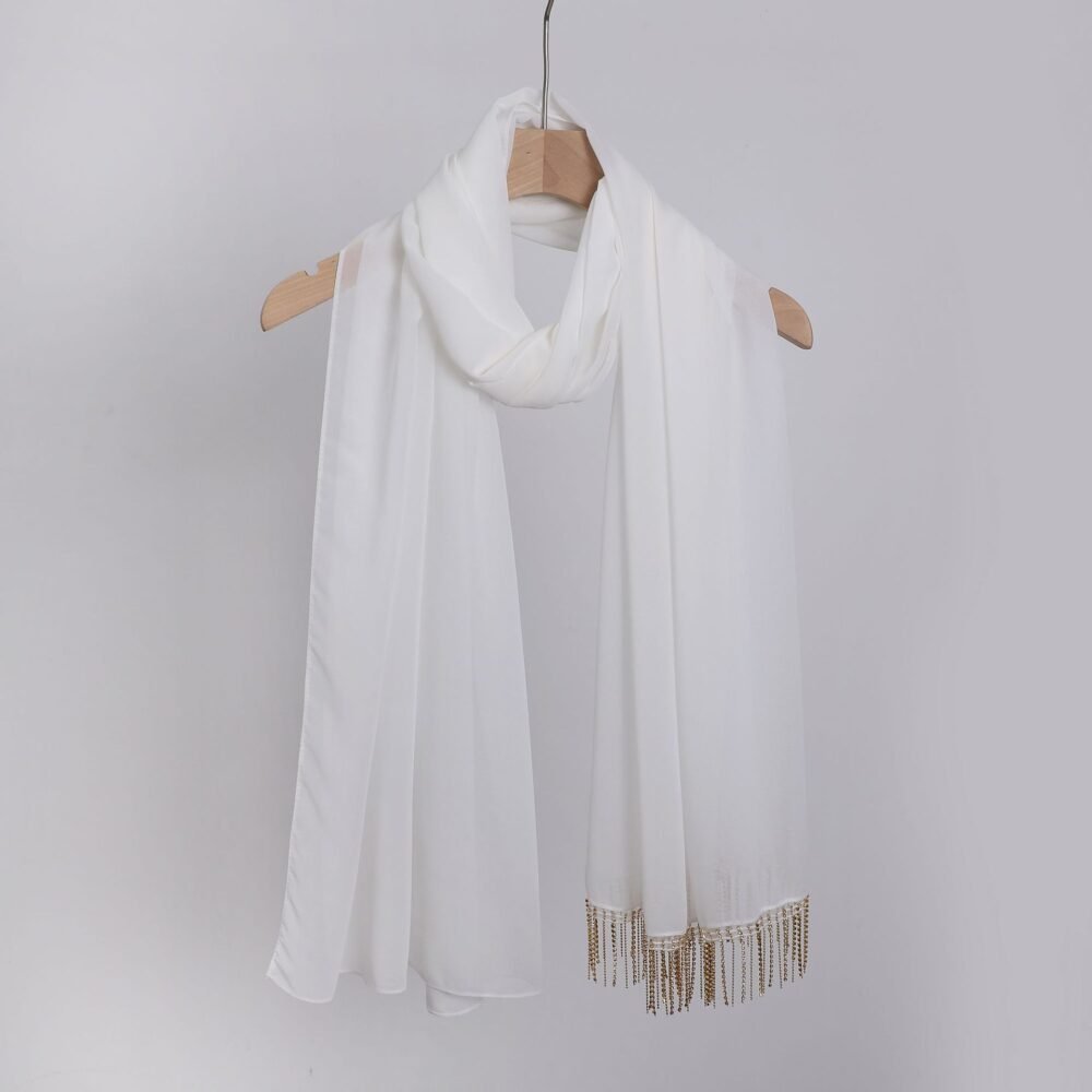 Chiffon Hijab With Metalic Fringe