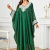 Plus size Oversized Embroidered Green Kaftan