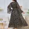 Embroidered Diamonds Muslim Women Black Caftan Dress