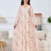 Diamond Embroidered Floral Kaftan Dress