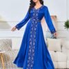 Embroidered Blue Kaftan Dress