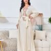 Beaded Embroidered Belted Kaftan Dress