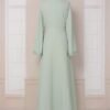 Pearl Decor Beads Embroidered Mint Green Kaftan Dress