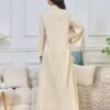 V Notched Collar Beaded Muslim Caftan Dress