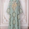 Sequins Beading Embroidered Chiffon Mint Green Kaftan Dress