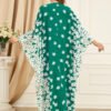 Middle East Printed Floral Green Women Kaftan