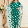 Middle East Printed Floral Green Women Kaftan