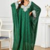 Plus size Oversized Embroidered Green Kaftan