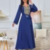 Beaded Embroidered Muslim Blue Caftan Dress