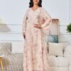 Diamond Embroidered Floral Kaftan Dress