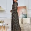 Embroidered Diamonds Muslim Women Black Caftan Dress