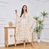 2 Pieces Set Gold Foil Embroideried Batwing Sleeve Muslim Caftan