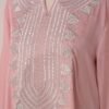 Notched Collar Solid Color Embroidered Kaftan Dress