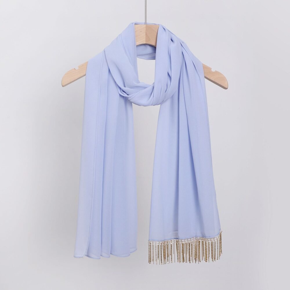 Chiffon Hijab With Metalic Fringe