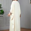 Jacquard Tassel White Muslim Women White Kaftan