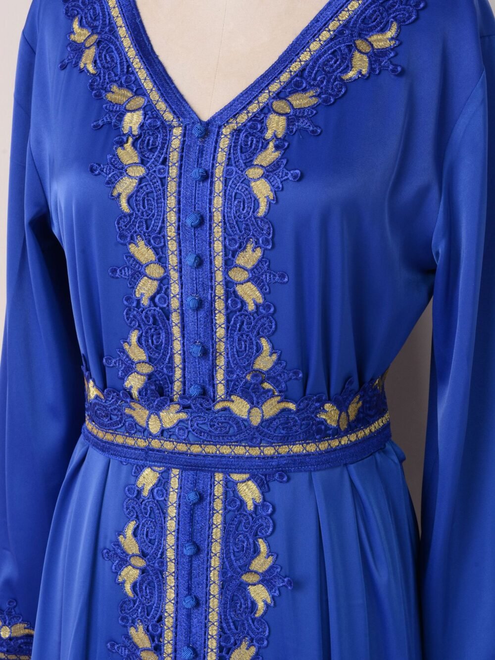 Embroidered Blue Kaftan Dress