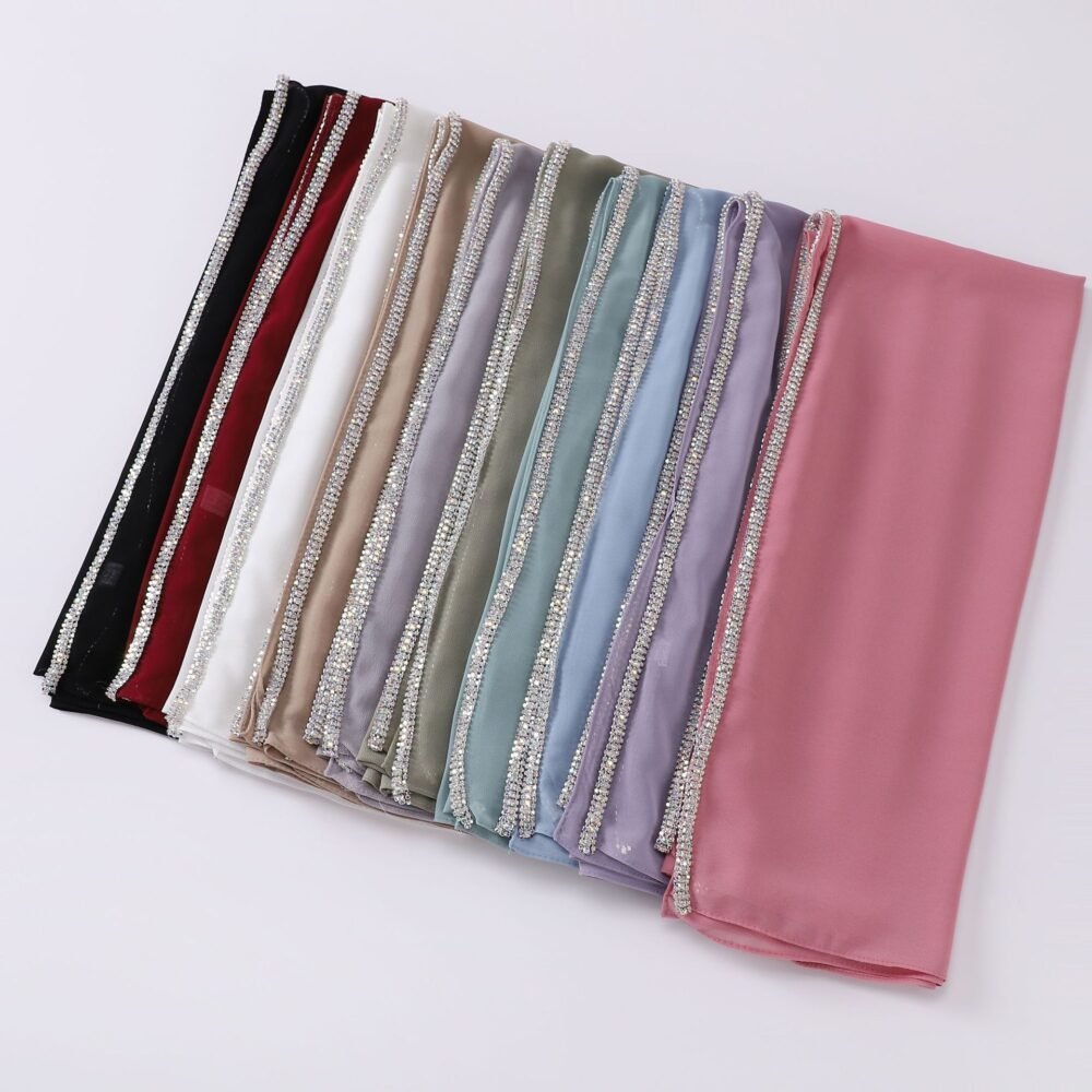 Muslim Women Headscarf Sparkling Trim Chiffon Hijab