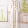 Beaded Embroidery Green Belted Kaftan Dress