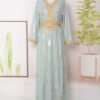 Gold Foil Belted Kaftan Dress