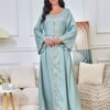 Hot Drilling Diamond Belted Kaftan Rhinestone Dress