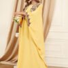 Plus Size Embroidered Batwing Sleeve Yellow Kaftan