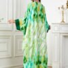 Oversized Watercolor Pattern Polyester Kaftan