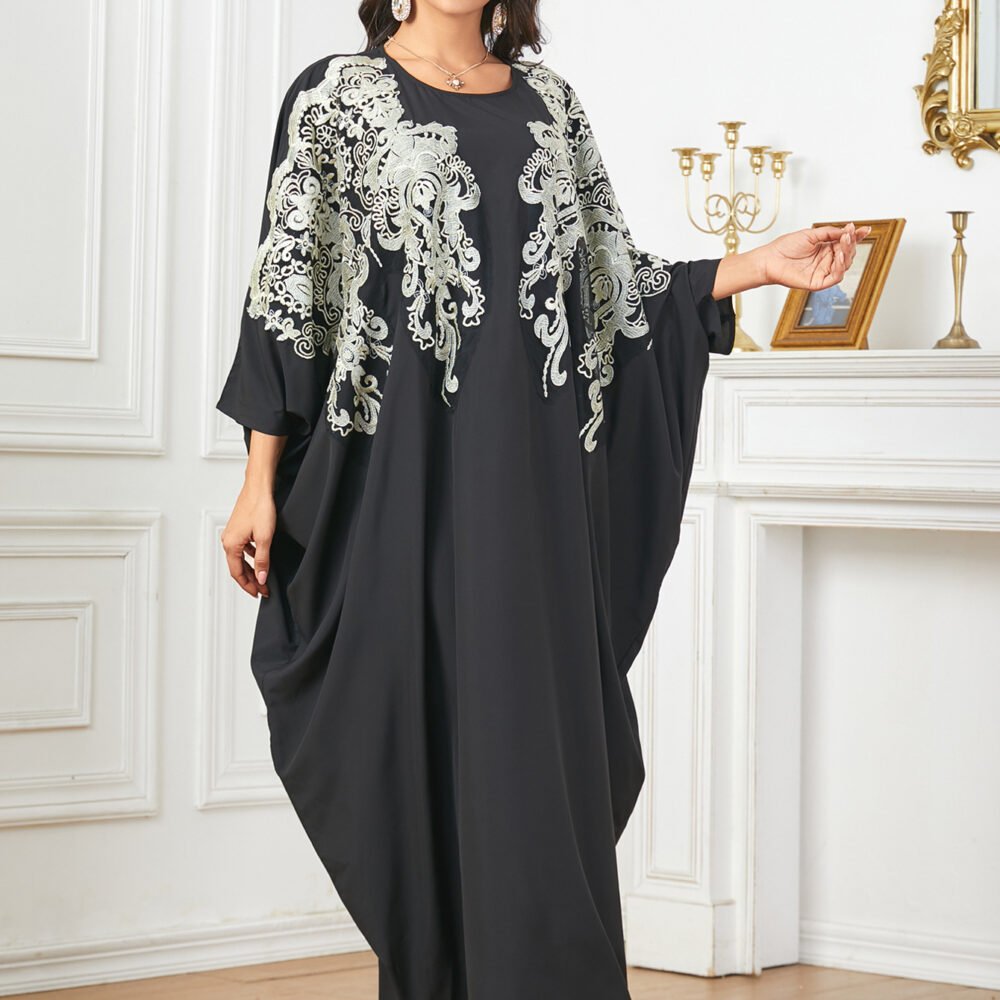 Dolman Sleeve Embroidered Traditional Muslim Kaftan