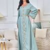 Hot Drilling Diamond Belted Kaftan Rhinestone Dress