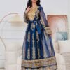 Beaded Embroidered Blue Kaftan Dress