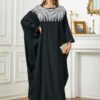 Sequin Beading Embroidered Black Women Muslim Kaftan