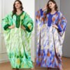 Oversized Watercolor Pattern Polyester Kaftan