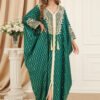 Gold Foil Tassel Decor Green Muslim Kaftan