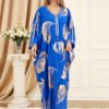 Gold Foil Plant Tassel Decor Blue Kaftan