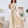 Rhinestone Embroidered Satin Kaftan