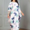 Drawstring Printed Kaftan Dress