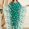 Middle East Printed Floral Green Women Kaftan